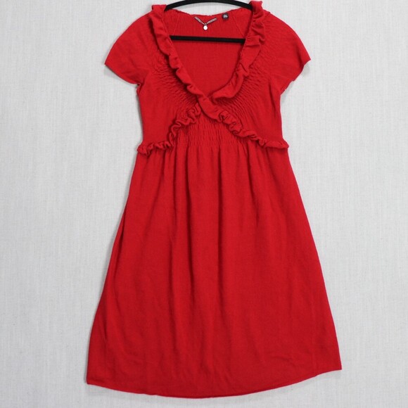 Anthropologie Knitted & Knotted Red Sweater Dress S | Romantic Coquette Cashmere - Picture 10 of 14
